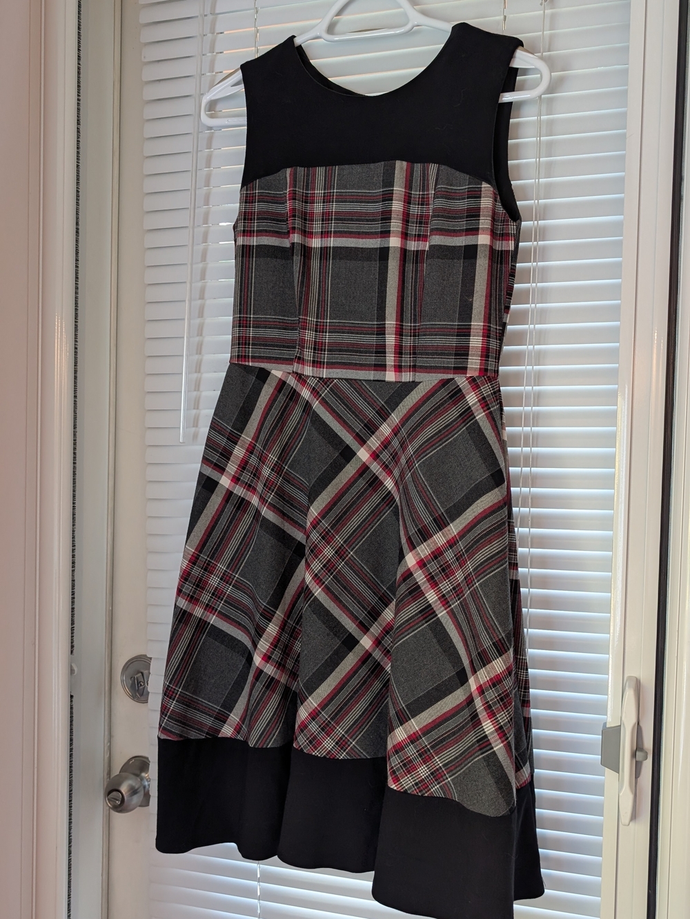 Tristan Black, Gray & Red Plaid Fit-and-Flare Dress
